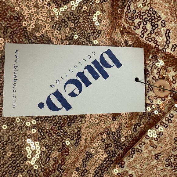 Blue b Womens Rose Gold Sequin Long Sleeve Button-Up Shirt Size S - Picture 4 of 7